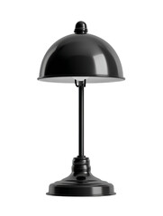 Black Metal Dome Table Lamp on Transparent Background, PNG