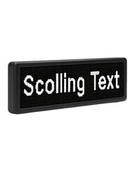 Black Rectangular LED Sign with Scrolling White Text, PNG