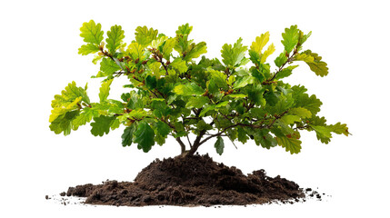 Young Baby Oak Tree Growing on Transparent Background

