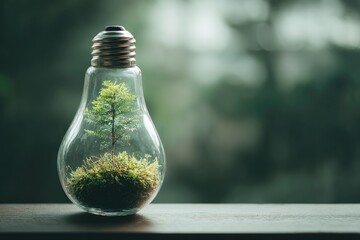 Tiny tree inside a clear lightbulb