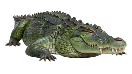 Fototapeta premium Green Reptile With Sharp Teeth On Transparent Background