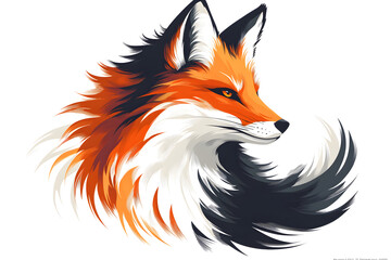Obraz premium red fox isolated on white, concept design tattoo