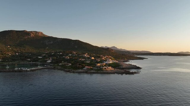 Peaceful Coastal Homes at Dusk in Scenic Corsican Landscape