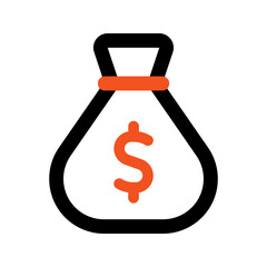 money bag outline color icon