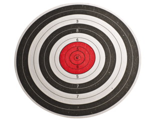 Circular Target with Concentric Red and Black Rings on Transparent Background, PNG