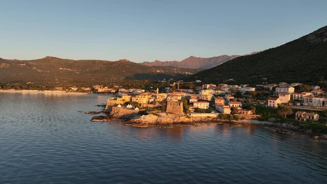 Aerial View of Calvi Citadel in Golden Hour Light, Corsica