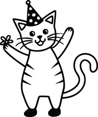 International Cat Day Line Art Illustration, symbolising cat day celebrations. cat day vector