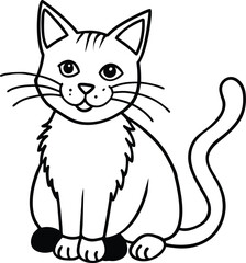 Cat silhouette line art vector illustration Transparent background, Cat Outline