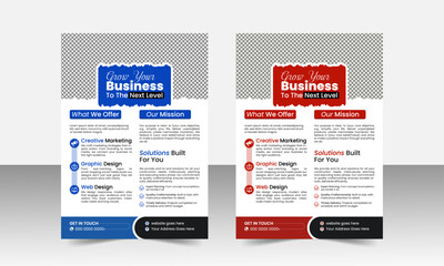 Corporate business modern flyer template design set with blue, abstract business a4 flyer template, perfect for creative professional business flyer, brochure, magazine, business proposal, promotion