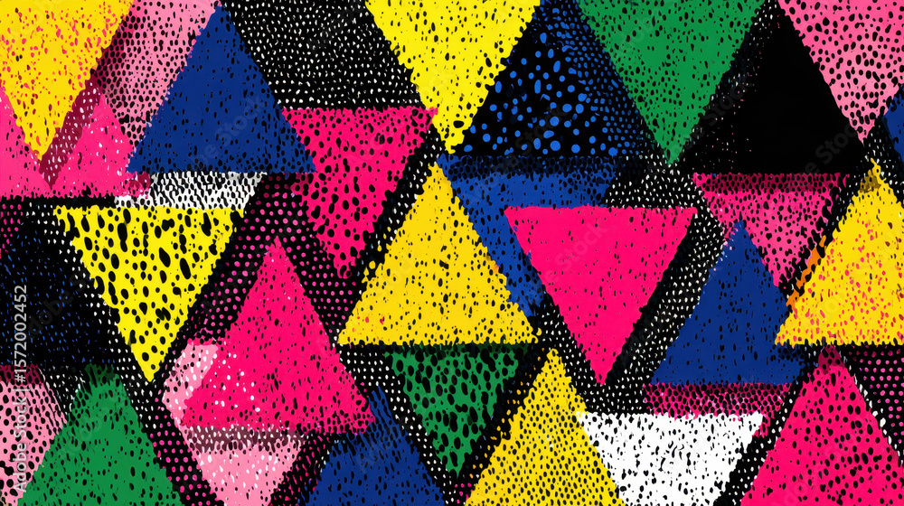 Poster vibrant dotted triangle pattern - abstract geometric background texture