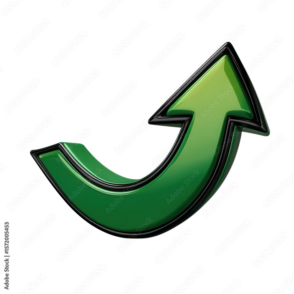 Poster green arrow pointing up isolated on transparent