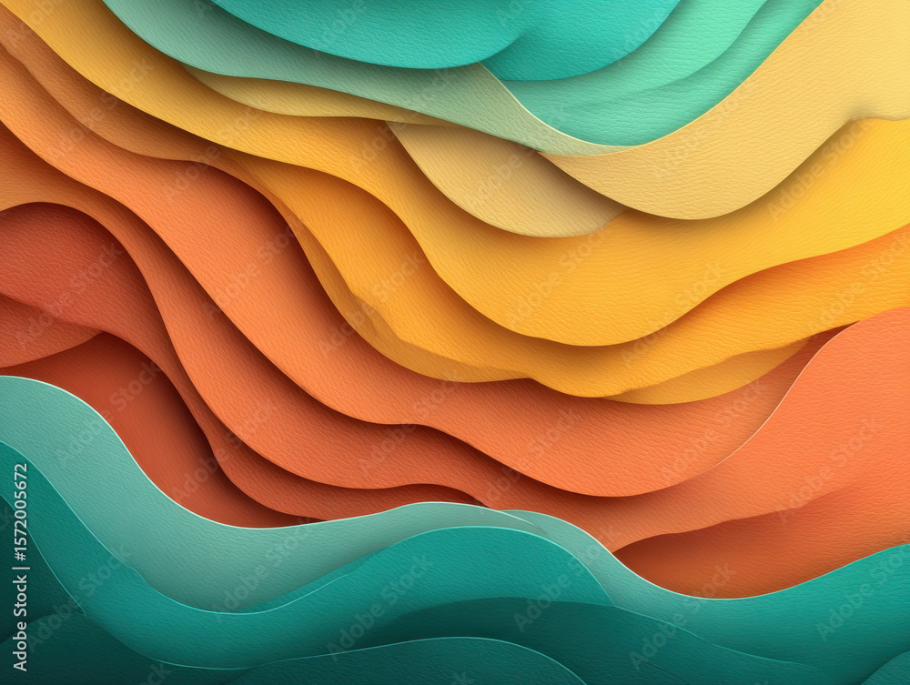 Poster warm tone layered abstract background - colorful wave pattern