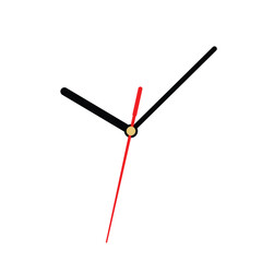 Clock hands icon. Minimal vector illustration of watch mechanism with hour, minute, and second arrows. Isolated.