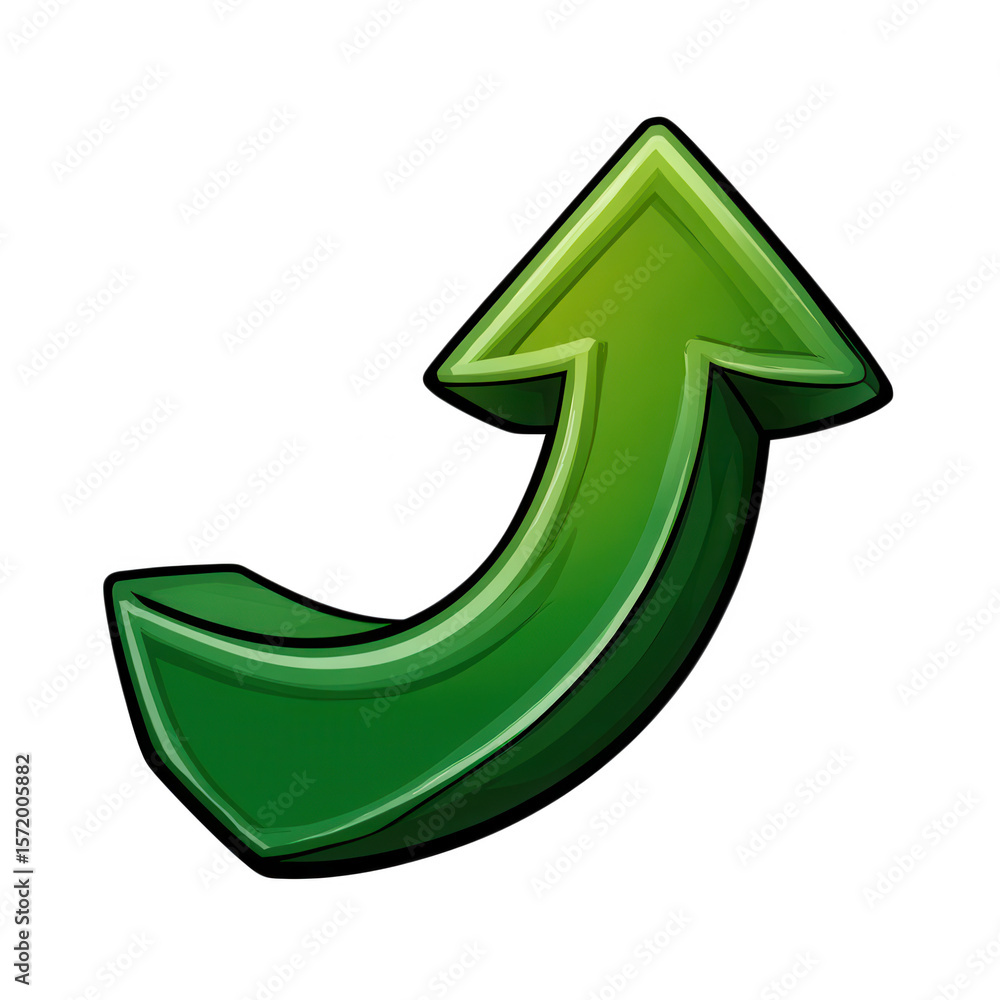 Poster green arrow pointing up isolated on transparent background