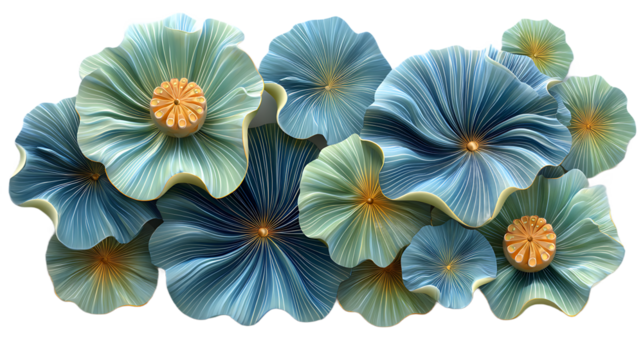 Teal And Blue Floral Wall Art Decor