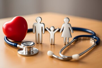 family health care insurance concept stethoscope heart medical support protection life coverage parents child doctor hospital wellness prevention treatment healthcare security love future safe
