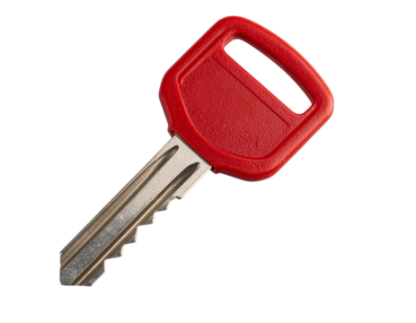  Closeup of Red Plastic Key Isolated on Transparent Background PNG