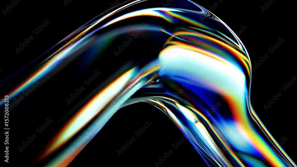 Poster abstract iridescent liquid forms flowing dynamically against black background
