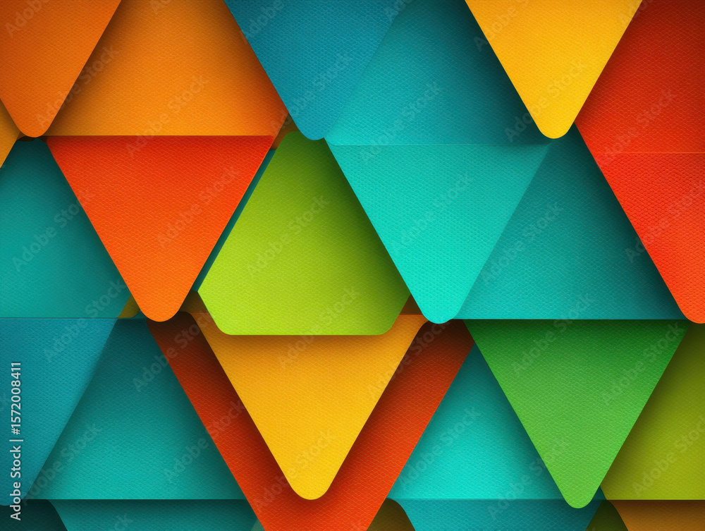 Poster colorful triangle pattern: abstract geometric background with soft shadows