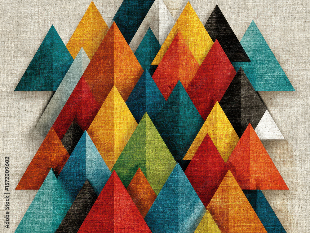 Poster layered colorful triangle mountainscape texture background