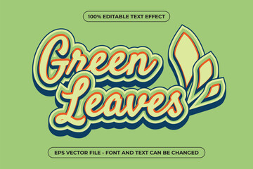 Green Leaves Editable Text Effect – Nature Style 3D Vector Typography