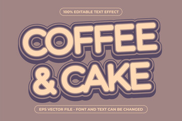 Coffee & Cake Editable Text Effect – 3D Creamy Food Typography Vector