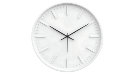 White Round Analog Clock On Transparent Background