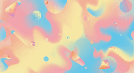 Abstract Pastel Background with Geometric Shapes and Gradient Colors.