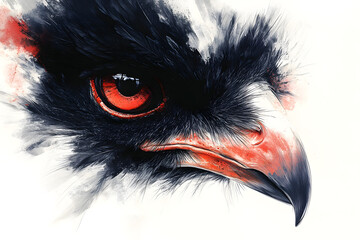 close up of a black crowned crane, concept design tattoo