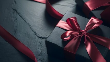 Elegant Dark Gift Boxes with Burgundy Ribbons Luxurious Present Packaging Ideas for Special Occasions