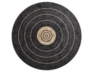 Dark Gray Circular Target with Beige Concentric Rings on Transparent Background, PNG