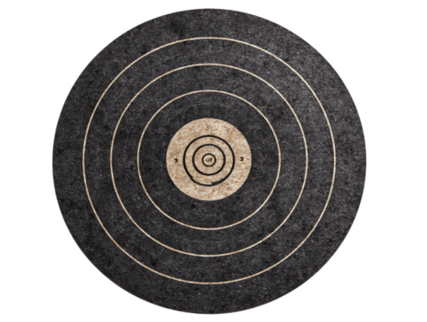 Dark Gray Circular Target with Beige Concentric Rings on Transparent Background, PNG