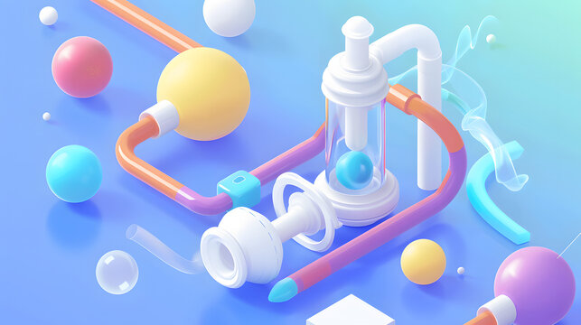 3d Isometric icon of incentive spirometer lung