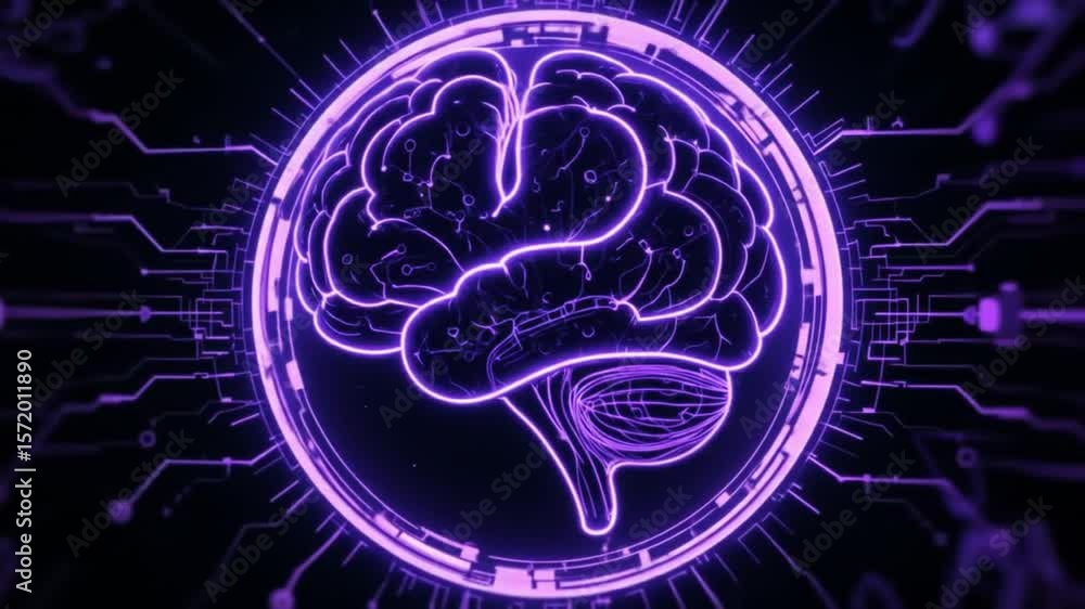 Poster futuristic artificial intelligence concept animation with brain circuit design