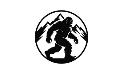 Mysterious bigfoot creature silhouette