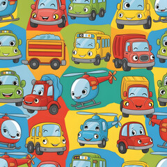 cartoon cars seamless pattern