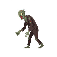 Zombie walking flat vector illustration isolated on white background in 8k resolution.