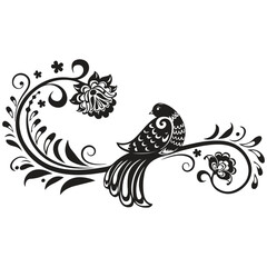 Abstract vector fish illustration with tribal design and decorative elements