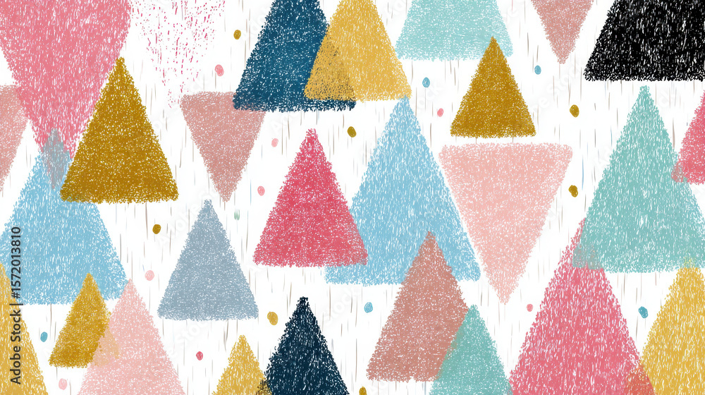 Poster pastel triangle scribble pattern. abstract seamless vector background.