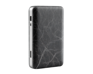Dark Gray Textured Portable Charger with Silver Edges, PNG