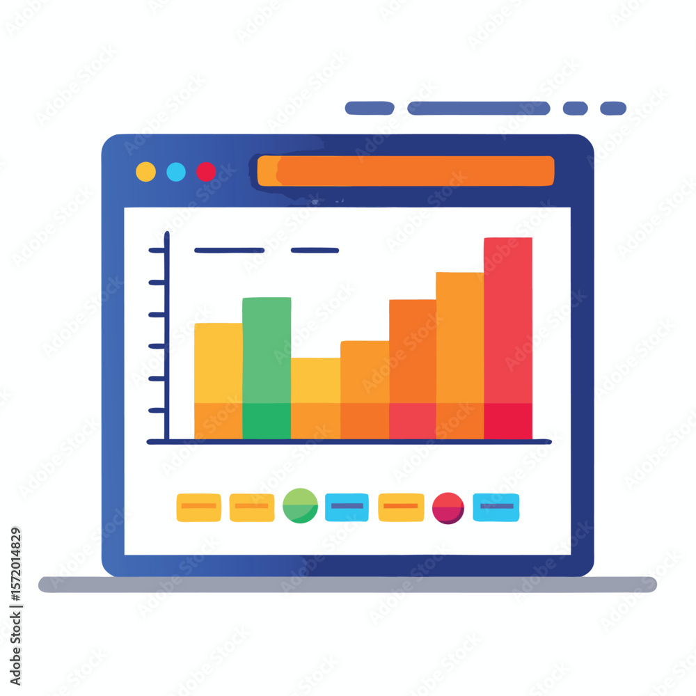 Poster data visualization on a digital screen displaying a progressive financial growth graph illustration 