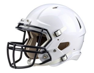 Side Profile of Modern White Football Helmet with Facemask, Isolated PNG