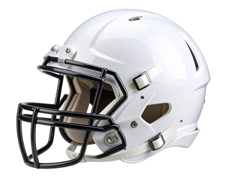 Side Profile of Modern White Football Helmet with Facemask, Isolated PNG - Powered by Adobe