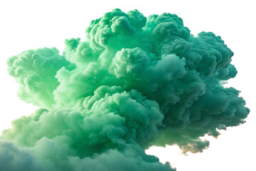 Green smoke or fog, cloud smoke swirl on a white background 