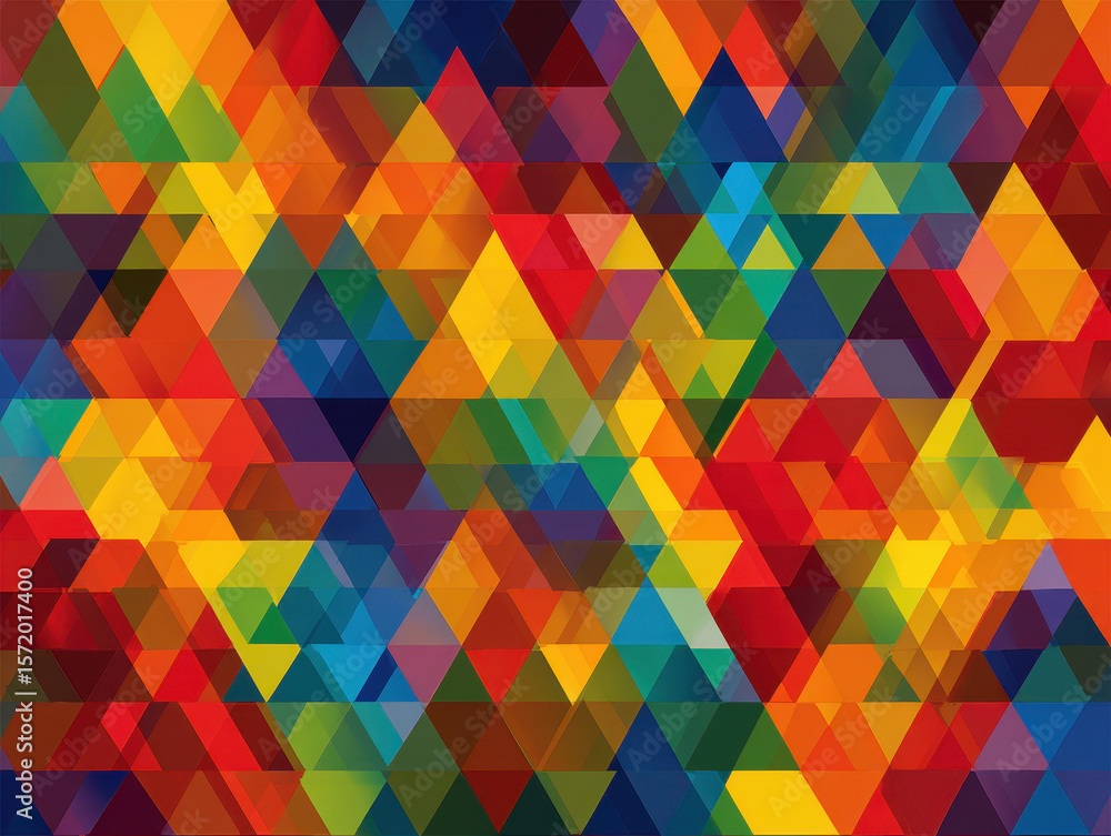 Poster overlapping triangle pattern: abstract geometric colorful background