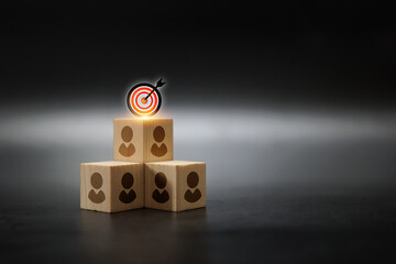 Business Team Target Achievement Concept with Wooden Blocks