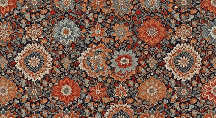 Naklejka premium Detailed Floral Pattern with Ornate Decorative Flowers
