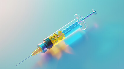 3D isometric icon of medical syringe with medic