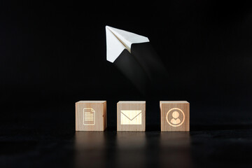 Business Communication and Email Concept with Wooden Blocks