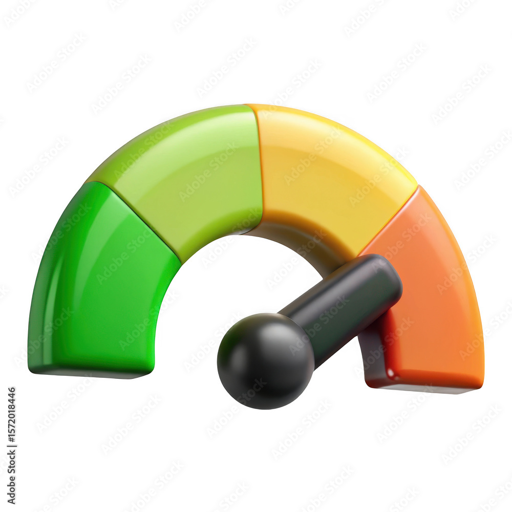 Poster 3d realistic performance meter gauge isolated on transparent background